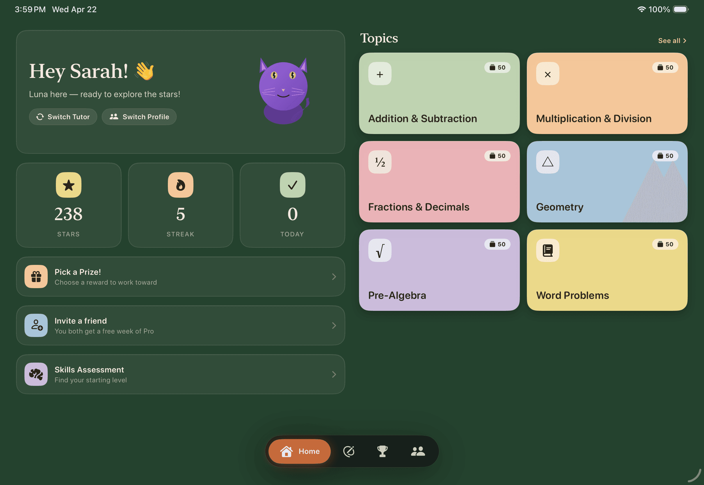 Dex Home tab