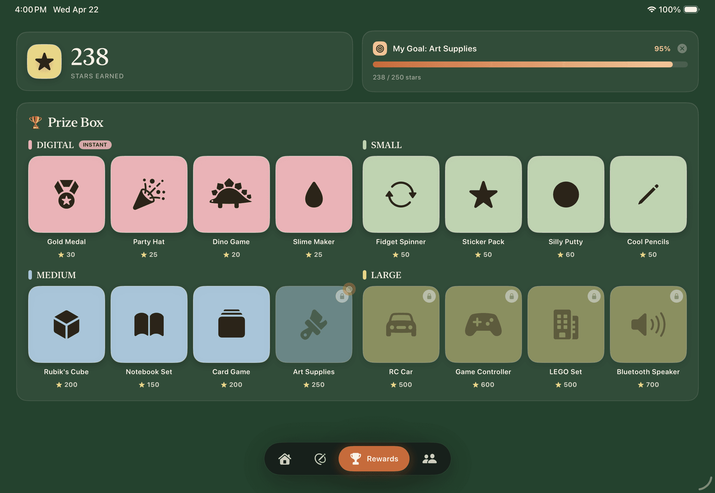 Dex Rewards tab